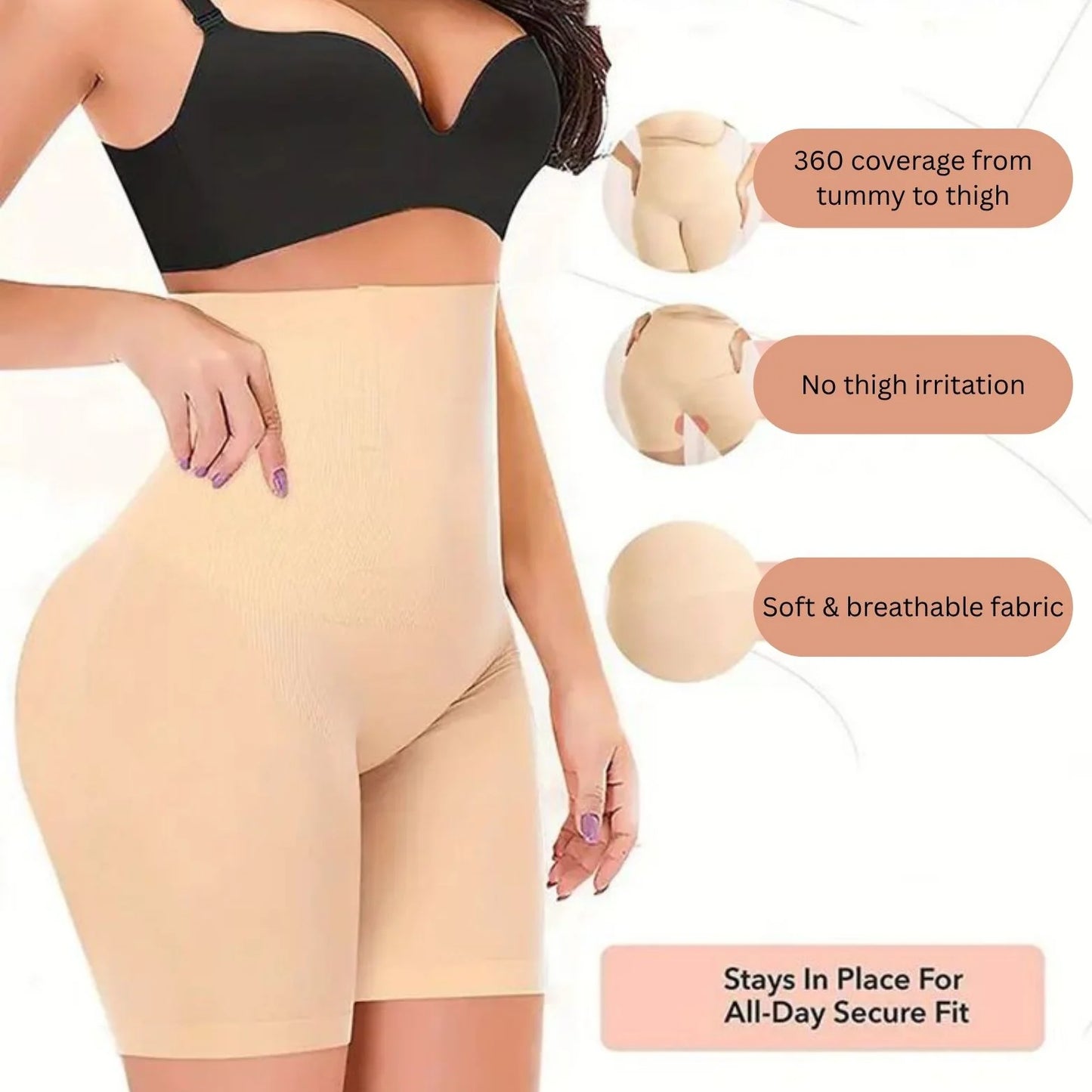 4-in-1 Shapewear for Women – Tummy, Thigh, Hip & Back Slimmer