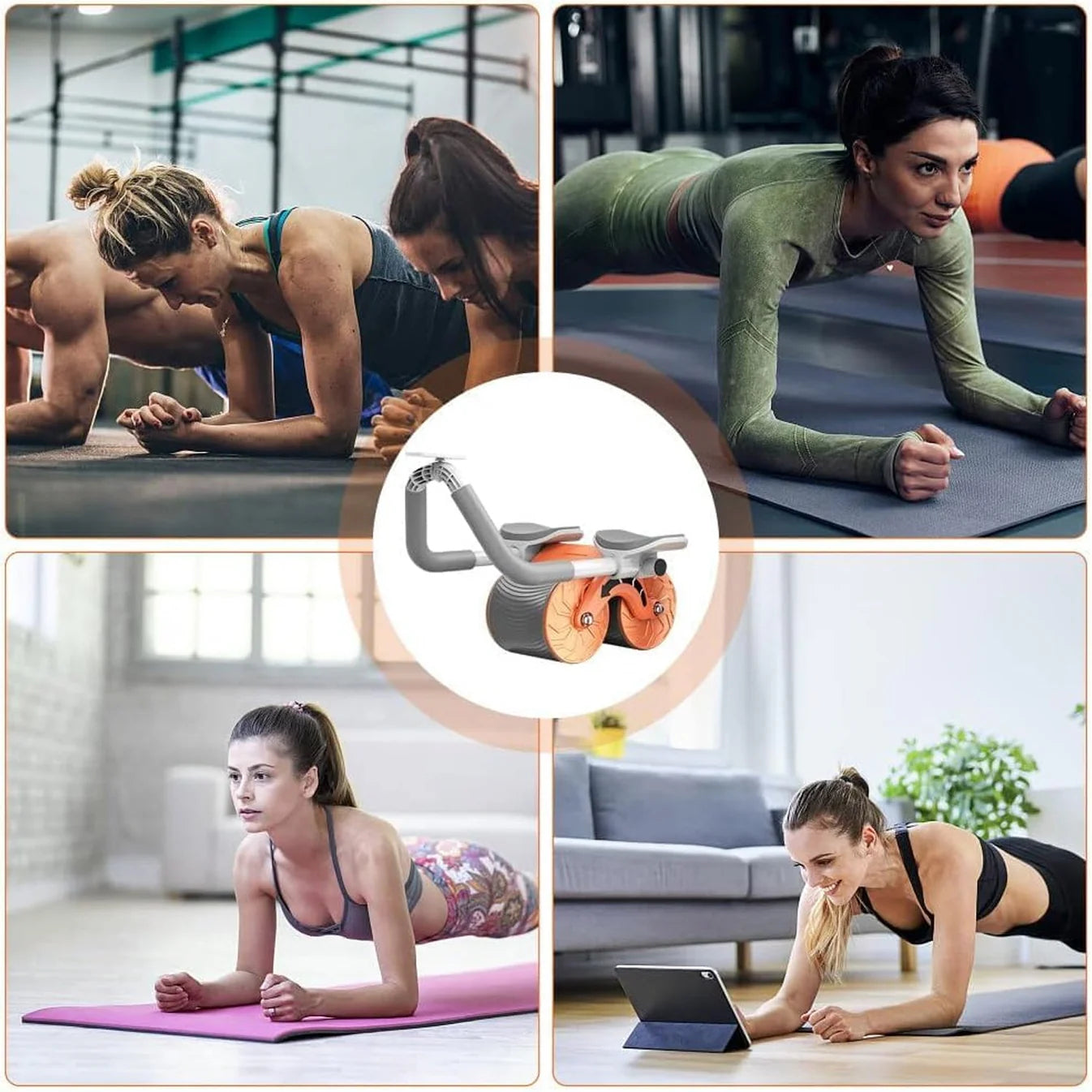 Automatic Rebound Abdominal Wheel Roller | Ab Roller Wheel with Timer | Elbow Support | Double Wheel with Knee Mat Holder | For Body Fitness Strength Training Home Gym |