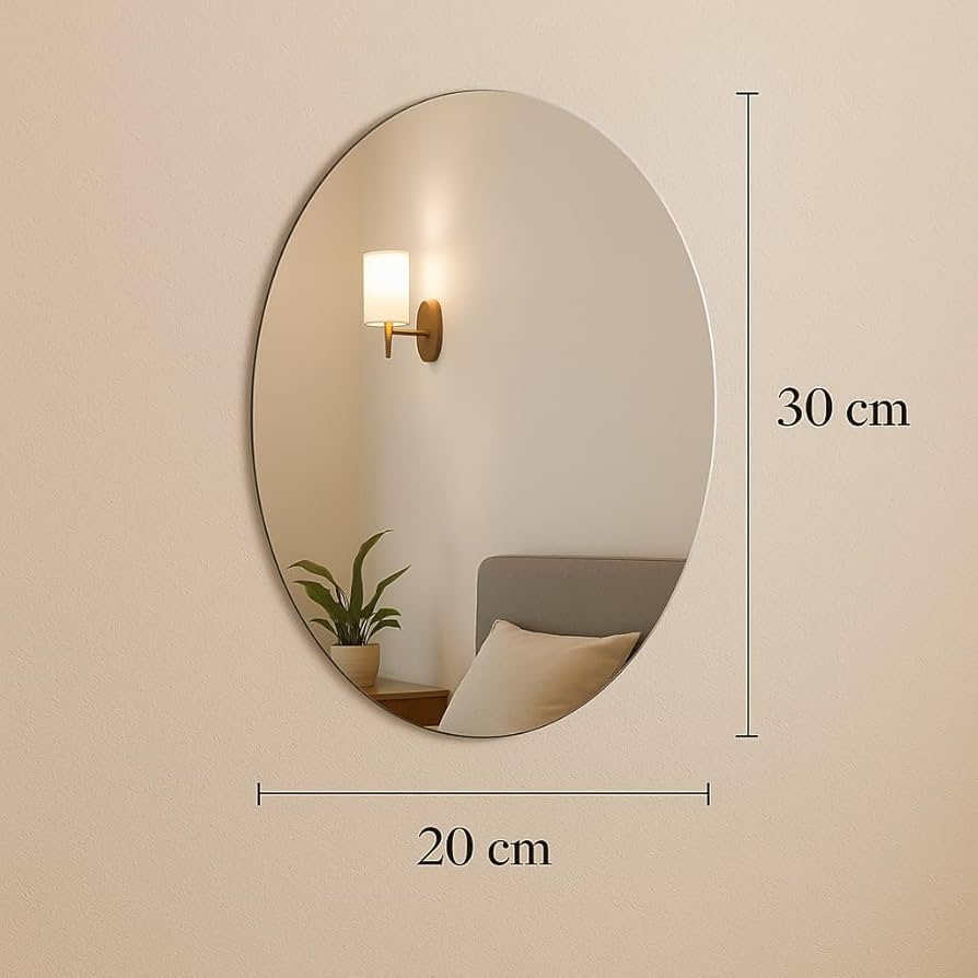 Frameless Oval Shape Adhesive Wall Mirror Sticker for Bedroom, Living Room, Bathroom, Basin (Buy 1 Get 1 FREE)