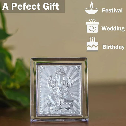 999 Pure Silver 11x9cm God Photo Frame | Best for Gift, Pooja Room, Office & Car Dashboard