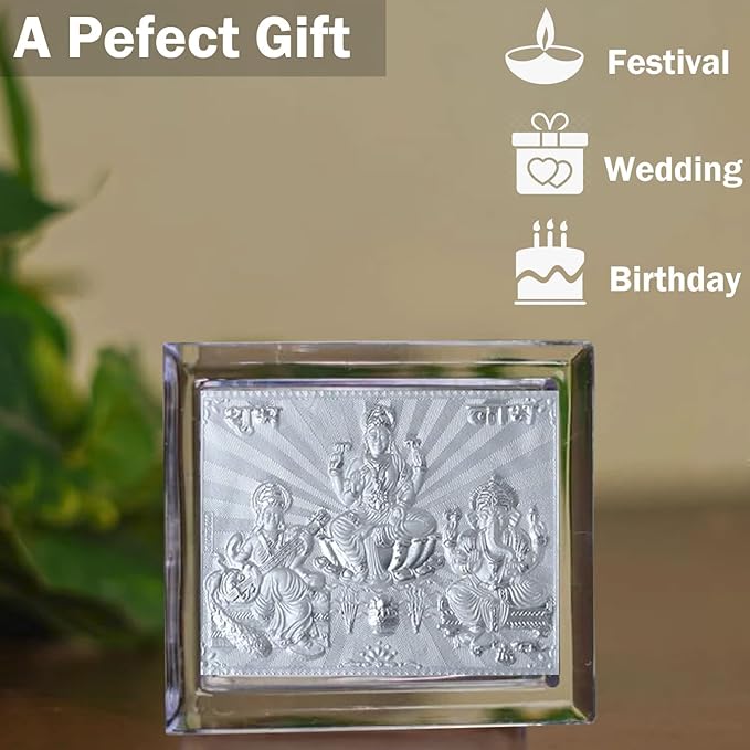 999 Pure Silver 11x9cm God Photo Frame | Best for Gift, Pooja Room, Office & Car Dashboard