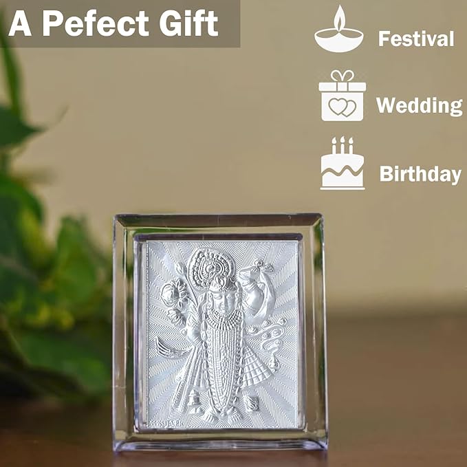 999 Pure Silver 11x9cm God Photo Frame | Best for Gift, Pooja Room, Office & Car Dashboard