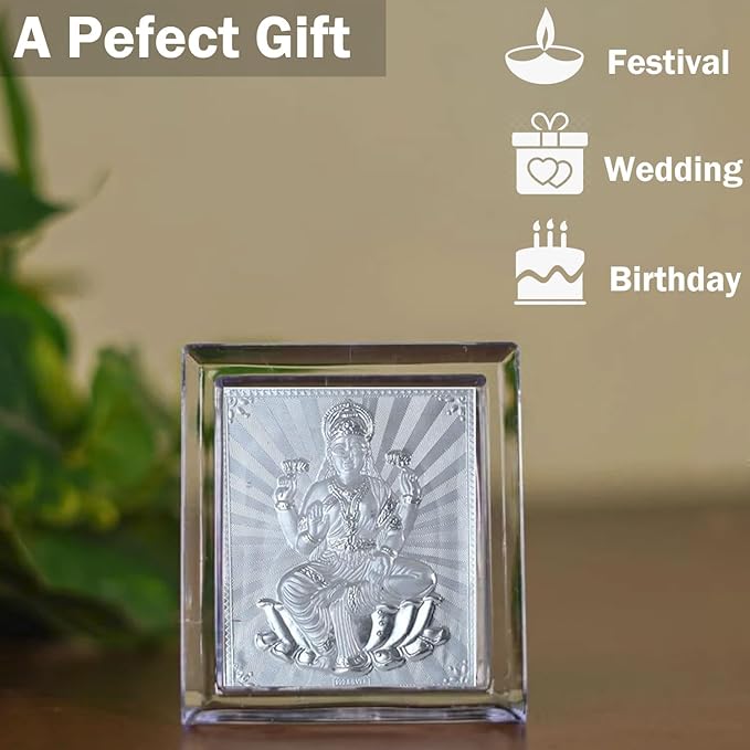 999 Pure Silver 11x9cm God Photo Frame | Best for Gift, Pooja Room, Office & Car Dashboard
