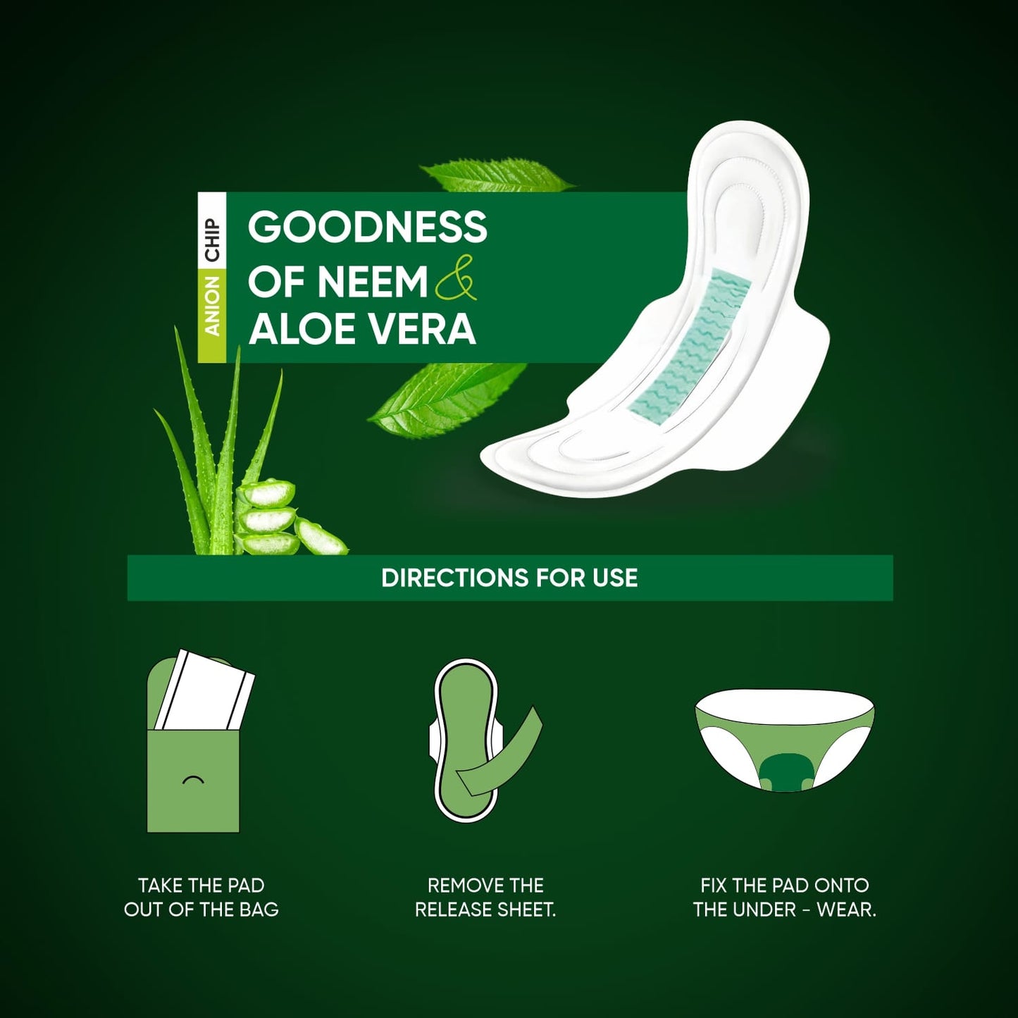 Sanitary Pads For Women With Goodness Of Neem & Aloe Vera | Ultra Thin | Leakage Protection | Ph Balance With Antibacterial Anion Chip |  (155 Mm - 24 Pads)