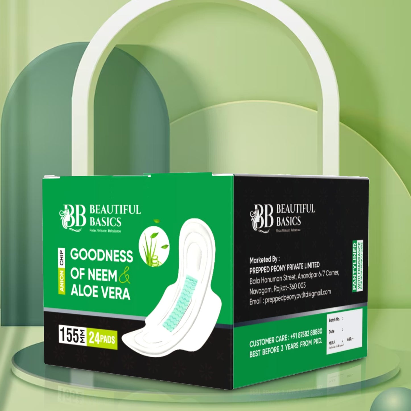 Sanitary Pads For Women With Goodness Of Neem & Aloe Vera | Ultra Thin | Leakage Protection | Ph Balance With Antibacterial Anion Chip |  (155 Mm - 24 Pads)