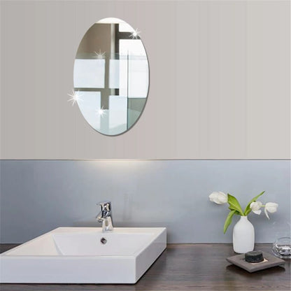 Frameless Oval Shape Adhesive Wall Mirror Sticker for Bedroom, Living Room, Bathroom, Basin (Buy 1 Get 1 FREE)